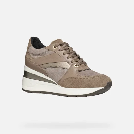Geox Zosma Women's Wedge Sneakers Dark Taupe 41 Running Style - Geox - Image 3