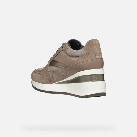 Geox Zosma Women's Wedge Sneakers Dark Taupe 41 Running Style - Geox - Image 4