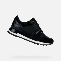Geox Tabelya Woman's Sneakers Black 36 Lightweight Breathable Running Shoe Design Nappa Suede Upper Perfect for Leisure Activities Sporty Refined Design Comfortable Walk