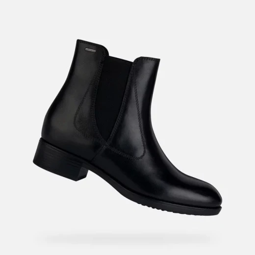 Geox Felicity ABX Women's Ankle Boots Waterproof Breathable Black Leather 36. Stylish Urban Design, Comfortable Low Heel, Perfect for Rainy Days. Easy Exchange. - Geox - Image 2