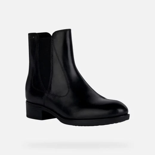 Geox Felicity ABX Women's Waterproof Ankle Boots in Plain Black Leather, Comfortable Low Heel, Breathable Design, Size 40, for City Wear and Rain Protection - Geox - Image 3