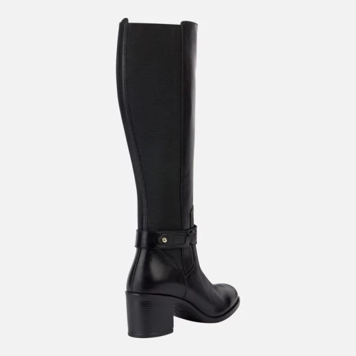Geox New Asheel Woman Black Leather Boots Size 36 Comfortable Mid Heel Breathable Design with Elasticated Side Panel for Office and Casual Wear - Geox - Image 5