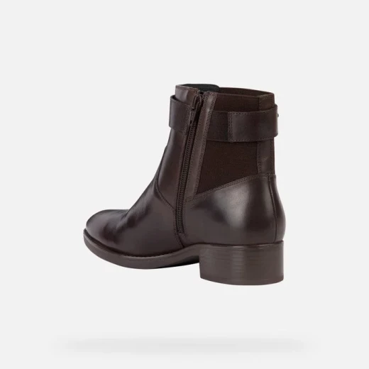 Geox Felicity Woman Ankle Boots Coffee Brown 36 Breathable Leather Elastic Side Panel Decorative Strap Autumn Winter Everyday Comfort Office Wear Stylish Design - Geox - Image 4
