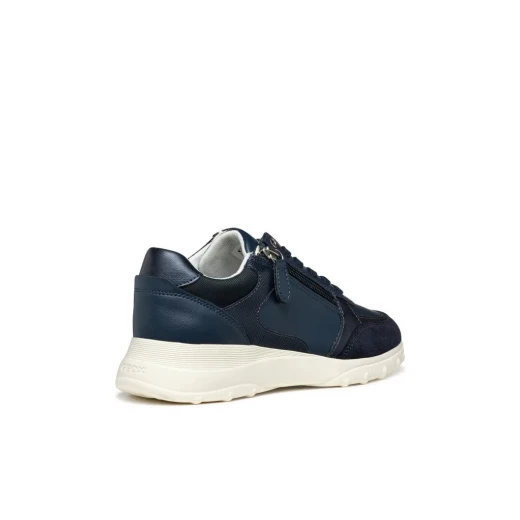 Alleniee Woman Low Sneakers Navy Blue 37, Comfortable Breathable Side Zip Closure Running Shoe Inspired Design Crafted From Leather Effect Suede Ideal For Off Duty Pursuits - Geox - Image 3