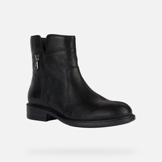 Geox Catria Women's Ankle Boots Black Leather Side Zip Closure 36 Comfortable Breathable Everyday City Living Style D36LQB.000TC.C9999 - Geox - Image 3