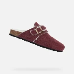 Geox Brionia Women's Slippers Burgundy Felt Buckle Detail 36 - Geox