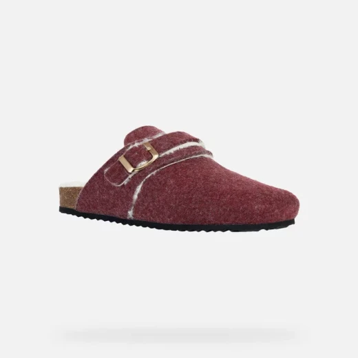 Geox Brionia Women's Slippers Burgundy Felt Buckle Detail 36 - Geox - Image 3
