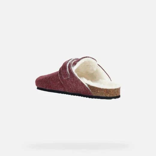 Geox Brionia Women's Burgundy Felt Slippers with Metal Buckle Detail Size 37 Lightweight Breathable Design for Lounging at Home Comfortable Indoor Footwear - Geox - Image 4