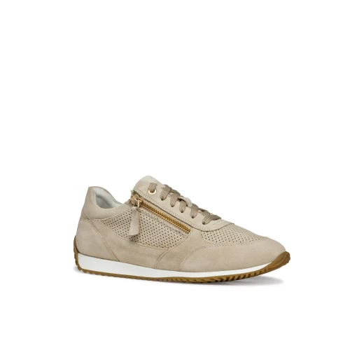 Geox Calithe Woman's Sneakers Taupe Suede Side Zip Closure Size 37. Comfortable and breathable low cut design for around town days and weekend outings. SKU D36N0A.00022.C6738 - Geox - Image 4