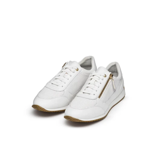 Calithe Woman's Sneakers White Leather Effect Side Zip Closure Size 40 Breathable and Comfortable Casual Shoes Perfect for Weekend Outings and Around Town Days - Image 16