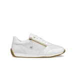 Geox Calithe Woman Sneakers White Leather Effect Upper Side Zip Closure 37 Breathable Comfortable Casual Shoes for Women Weekend Outings D36N0A.05485.C1000