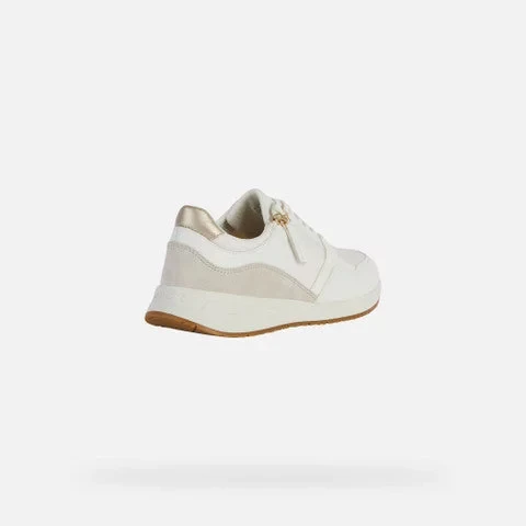 Bulmya Woman's Sneakers Off White 36 With Side Zip Casual Design Leather Effect Suede Breathable Lightweight Comfortable Shoes - Geox - Image 10