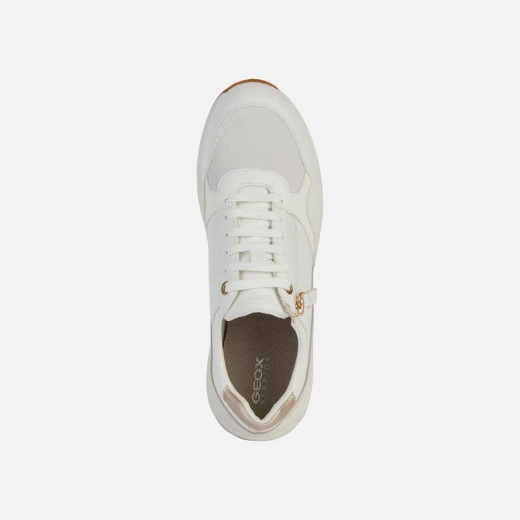 Bulmya Woman's Sneakers Off White 40 EU Size Side Zip Casual Shoes Sporty Chic Design Breathable Lightweight Leather Effect and Suede Mix - Geox - Image 6
