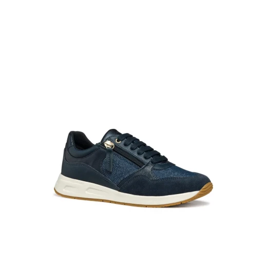 Bulmya Woman's Comfortable Breathable Sneakers Navy Blue with Side Zip Closure and Shiny Fabric Suede Combination Size 41, Perfect for Everyday City Wear - Geox - Image 12