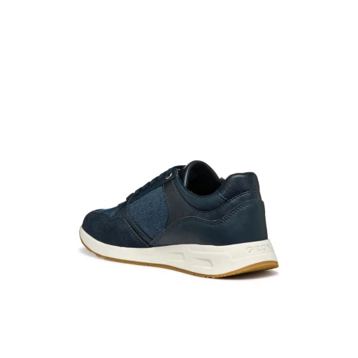 Bulmya Woman's Comfortable Breathable Sneakers Navy Blue with Side Zip Closure and Shiny Fabric Suede Combination Size 41, Perfect for Everyday City Wear - Geox - Image 13