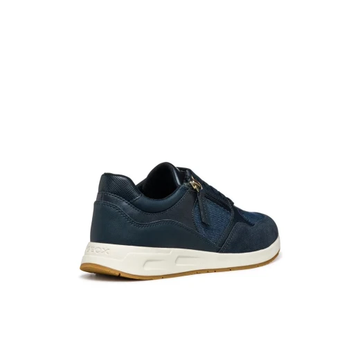 Bulmya Woman's Comfortable Breathable Sneakers Navy Blue with Side Zip Closure and Shiny Fabric Suede Combination Size 41, Perfect for Everyday City Wear - Geox - Image 8