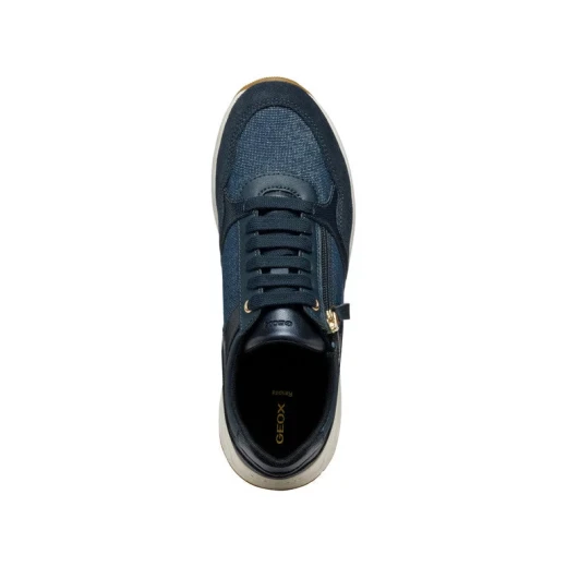 Bulmya Woman's Comfortable Breathable Sneakers Navy Blue with Side Zip Closure and Shiny Fabric Suede Combination Size 41, Perfect for Everyday City Wear - Geox - Image 9