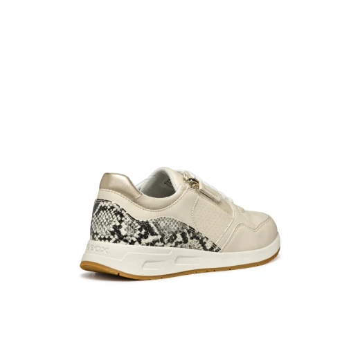 Bulmya Woman Sneakers Papyrus 37 Featuring Side Zip, Casual Design, Breathable Materials, and a Leather Effect and Python Print Combination for Sporty Chic Looks and Everyday Wear - Geox - Image 14