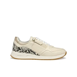 Bulmya Woman Papyrus Sneakers with Side Zip Closure, Casual Design, Breathable, Lightweight, and Leather Effect & Python Print Combination for Sporty Chic Looks. Size 38 Available.