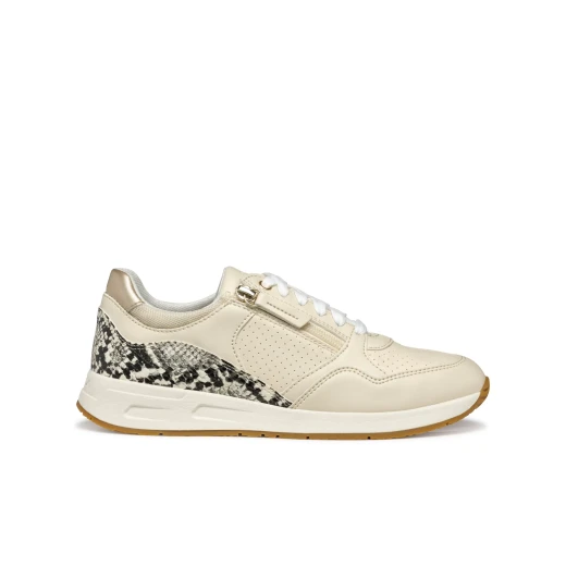 Bulmya Woman Papyrus Sneakers with Side Zip Closure, Casual Design, Breathable, Lightweight, and Leather Effect & Python Print Combination for Sporty Chic Looks. Size 38 Available. - Geox - Image 2
