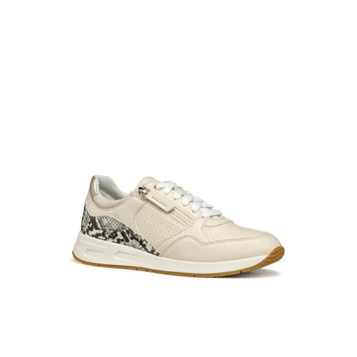 Bulmya Woman Papyrus Sneakers with Side Zip Closure, Casual Design, Breathable, Lightweight, and Leather Effect & Python Print Combination for Sporty Chic Looks. Size 38 Available. - Geox - Image 4