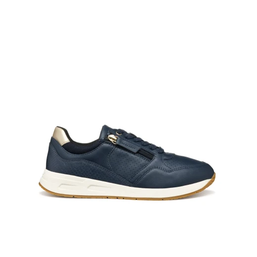 Bulmya Woman Sneakers Navy 40 Side Zip Casual Shoes with Leather Effect and Python Print Detailing, Breathable and Lightweight Design, Perfect for Sporty-Chic Looks - Bulmya - Image 2