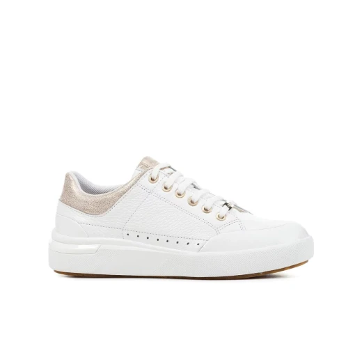 Geox Dalyla Women's Sneakers White Leather Breathable Comfortable 38 Featuring Vulcanised Outsole Contemporary Design Casual Chic Style Metallic Details Fast Delivery Easy Exchange