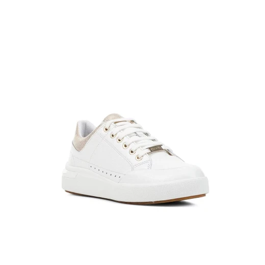 Geox Dalyla Women's Sneakers White Leather Breathable Comfortable 38 Featuring Vulcanised Outsole Contemporary Design Casual Chic Style Metallic Details Fast Delivery Easy Exchange - Geox - Image 3