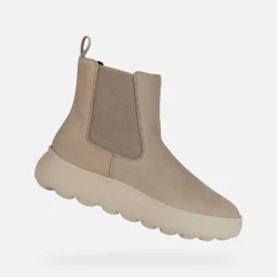 Geox Spherica EC4.1 Woman's Ankle Boot Beige Nubuck 37 Sand Urban Style Hybrid Design Elasticated Side Panel Breathable Cushioning Fast Delivery Easy Exchange