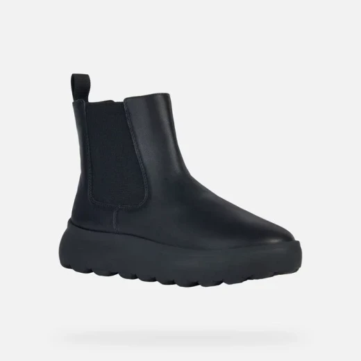 Geox Spherica EC4.1 Woman's Ankle Boots Black Leather 41 Comfortable Breathable Hybrid Style Elasticated Side Panel Urban Design Iconic Outsole Cushioning Support - Geox - Image 3