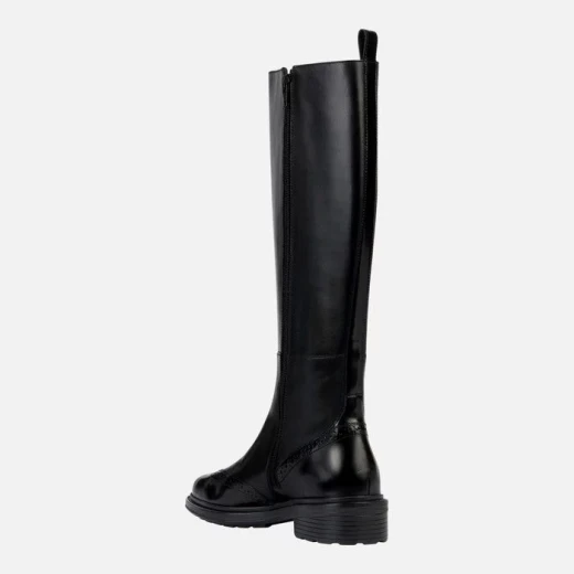 Geox Walk Pleasure Women's Black Leather Boots with Brogue Perforations Size 37 Breathable Lightweight Design City Style Formal-ish Outfits - Geox - Image 4