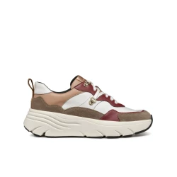 Geox Diamanta Women's Low-Cut Casual Sneakers Multicolor Suede and Leather Effect Chunky Sole Breathable Comfort Size 36