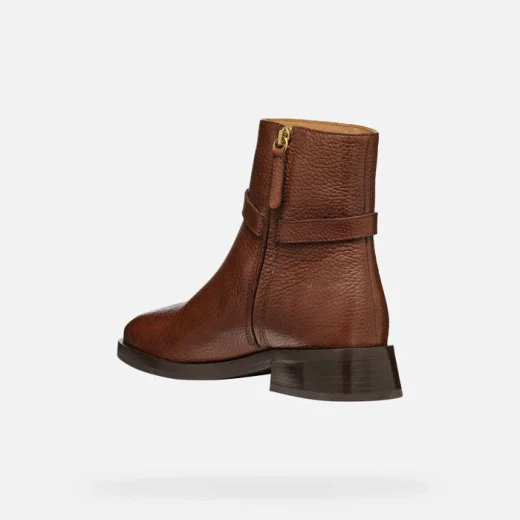 Geox Tormalina Women's Ankle Boots in Brown Leather with Buckle Detail, Breathable Lightweight Design, Low Heel, Size 37 for Everyday Wear. Fast Delivery and Easy Exchange. - Geox - Image 4