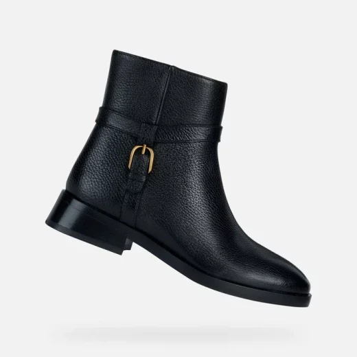 Geox Tormalina Women's Black Leather Ankle Boots with Buckled Strap and Breathable Design, Size 37, Perfect for Everyday Casual Chic Wear Geox Tormalina Women's Black Leather Ankle Boots with Buckled Strap and Breathable Design, Size 37, Perfect for Everyday Casual Chic Wear