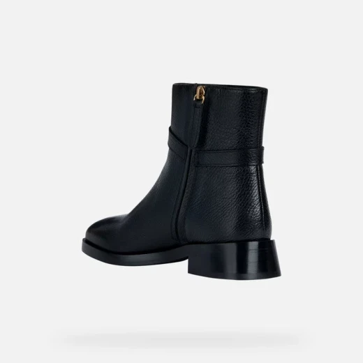 Geox Tormalina Women's Ankle Boots in Black Leather with Buckle Detail, Lightweight and Breathable Design, Low Heel for Everyday Comfort, Size 41, Versatile Casual Chic Style - Geox - Image 4