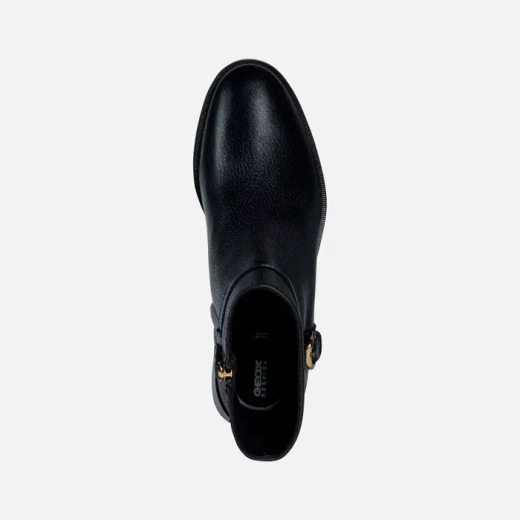 Geox Tormalina Women's Ankle Boots in Black Leather with Buckle Detail, Lightweight and Breathable Design, Low Heel for Everyday Comfort, Size 41, Versatile Casual Chic Style - Geox - Image 5