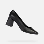 Geox Giselda Woman Black Nappa Leather Court Shoes Mid Heel Breathable for City Dressing Autumn Winter 40 - Geox