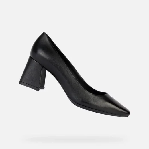 Geox Giselda Woman Black Nappa Leather Court Shoes Mid Heel Breathable for City Dressing Autumn Winter 40 - Geox - Image 2