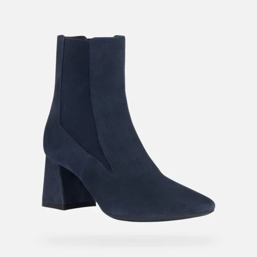 Geox Giselda Woman Ankle Boots Dark Denim Blue Suede Lightweight Breathable Mid Heel Comfort Size 39 Stylish Everyday Footwear For Women Modern Metropolitan Aesthetic - Geox - Image 3