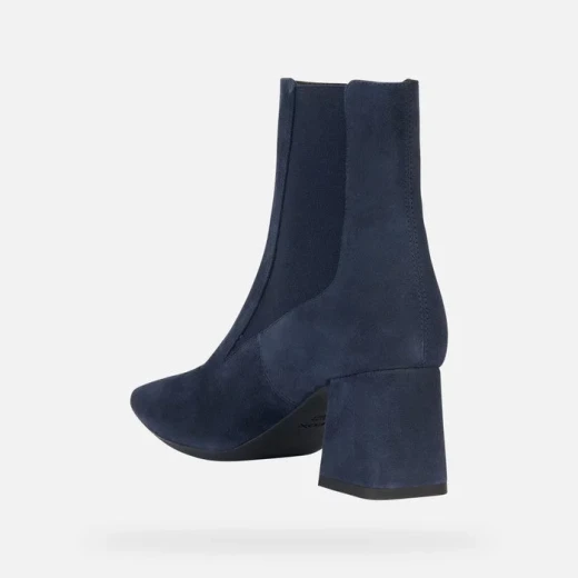 Geox Giselda Woman Dark Jeans Ankle Boots Size 36 in Dark Denim Blue Suede Lightweight Breathable Comfortable Mid Heel Stylish Metropolitan Design for Everyday Wear - Geox - Image 4