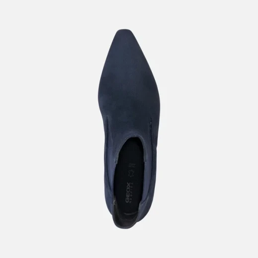 Geox Giselda Woman Ankle Boots Dark Denim Blue Suede Lightweight Breathable Mid Heel Comfort Size 39 Stylish Everyday Footwear For Women Modern Metropolitan Aesthetic - Geox - Image 5