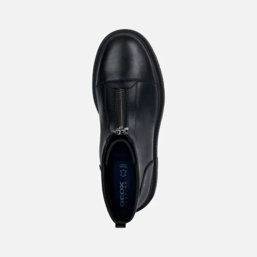 Geox Spherica EC7 Woman Ankle Boot Black Leather Comfort Breathable Lug Sole Front Zip Closure 39 US Size Women's City Lifestyle Footwear Fast Delivery Easy Exchange - Geox - Image 5