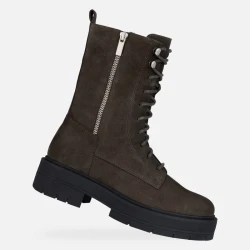 Geox Spherica EC7 Woman Ankle Boots Dark Grey Suede Lace Up Side Zip Breathable Ultra Cushion 37 Modern Lug Sole City Casual Contemporary Aesthetic Footwear