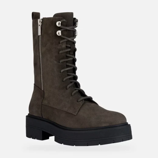 Geox Spherica EC7 Woman's Ankle Boots in Dark Grey, Size 40, Featuring Side-Zip Closure, Breathable Design, Ultra-Cushioning, Suede Construction, and Modern Lug Sole for City Wear - Geox - Image 3