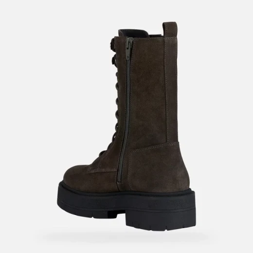 Geox Spherica EC7 Woman Ankle Boots Dark Grey Suede Lace Up Side Zip Breathable Ultra Cushion 37 Modern Lug Sole City Casual Contemporary Aesthetic Footwear - Geox - Image 4