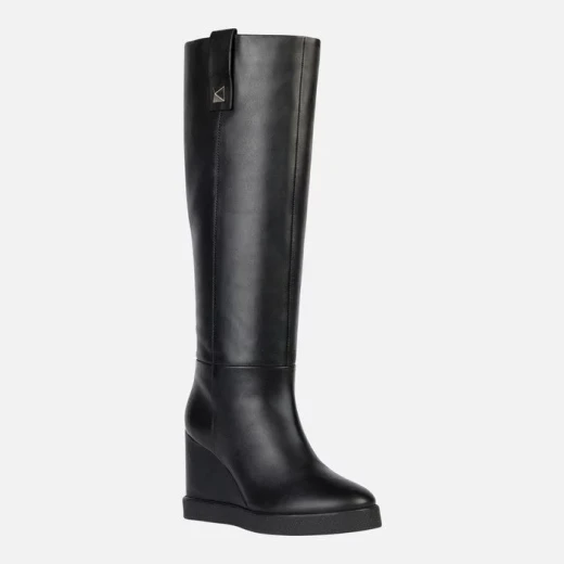 Geox Elidea Wedge Boots for Women Black Leather Stylish Design Size 39 Urban Chic Breathable Comfort Fast Delivery and Easy Exchange - Geox - Image 3