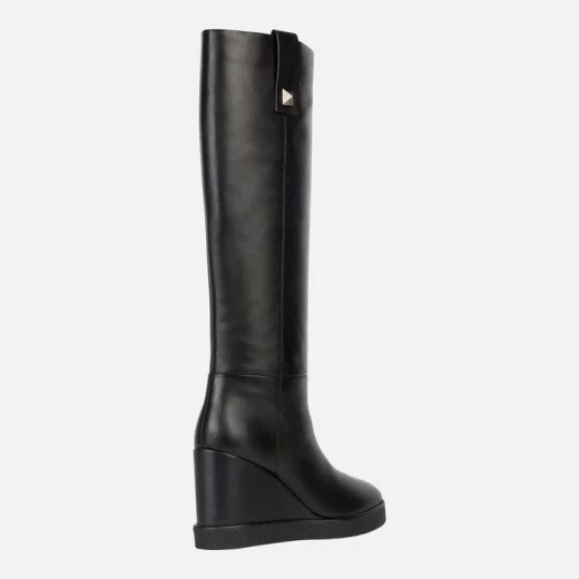 Geox Elidea Wedge Boots for Women Black Leather Stylish Design Size 39 Urban Chic Breathable Comfort Fast Delivery and Easy Exchange - Geox - Image 4