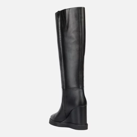Geox Elidea Wedge Boots for Women Black Leather Stylish Design Size 39 Urban Chic Breathable Comfort Fast Delivery and Easy Exchange - Geox - Image 5