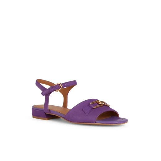Geox New Eraklia 15 Woman's Flat Sandals Purple Suede with Metal Detail Size 37 Breathable Comfortable Design for City Lifestyle Fast Delivery Easy Exchange - Image 3