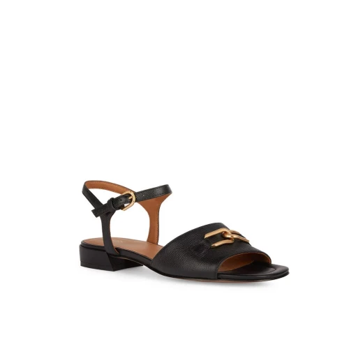 Geox New Eraklia 15 Women's Flat Sandals Black Tumbled Leather Breathable Lightweight Chic Metal Detail Size 37 Comfortable Everyday Footwear - Image 3